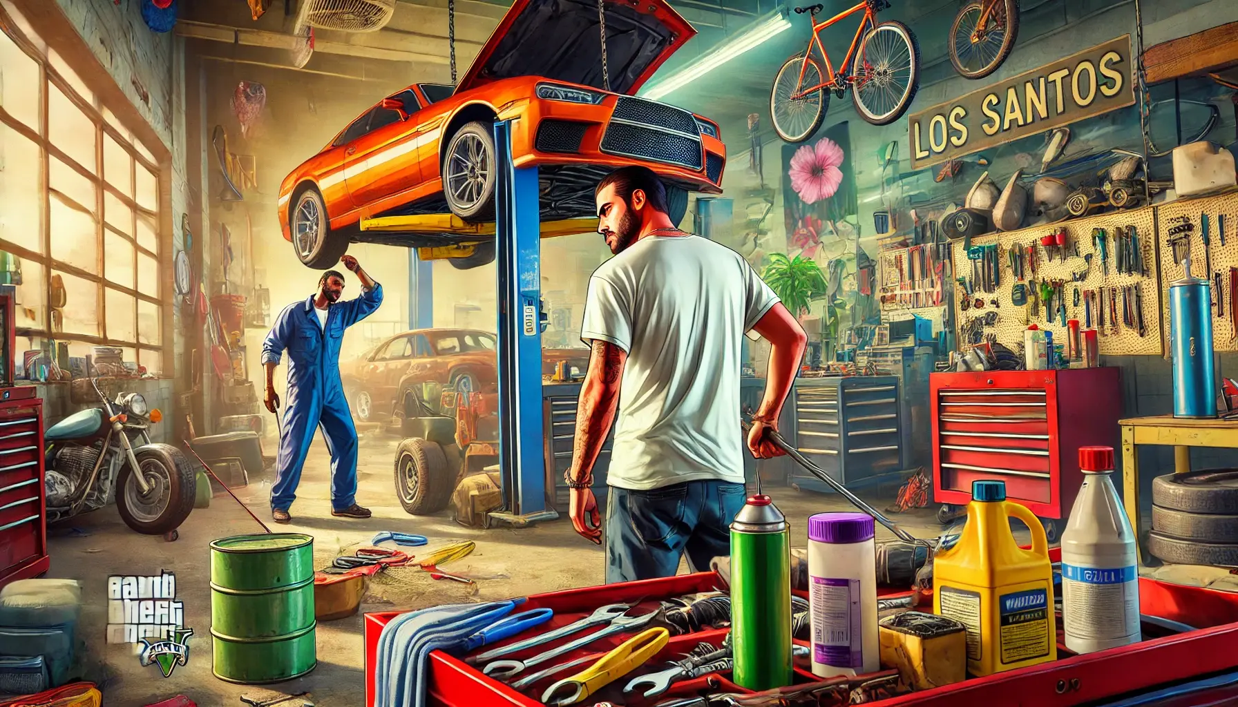 Dos mecanicos haciendo una reparacion de un vehiculo